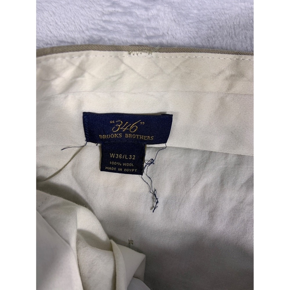 Brooks Brothers 346 Men's Pants Size 36 Tan Button-through Rear Pocket Wool - Picture 5 of 12
